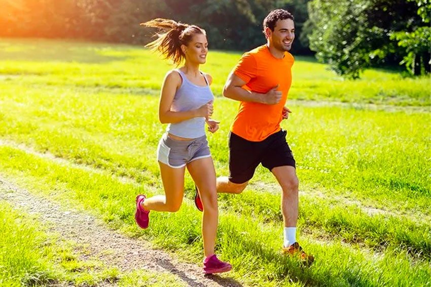 couple running outdoors