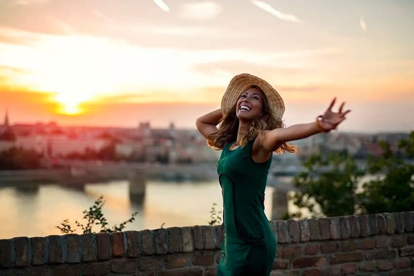 woman enjoying the beautiful outdoors