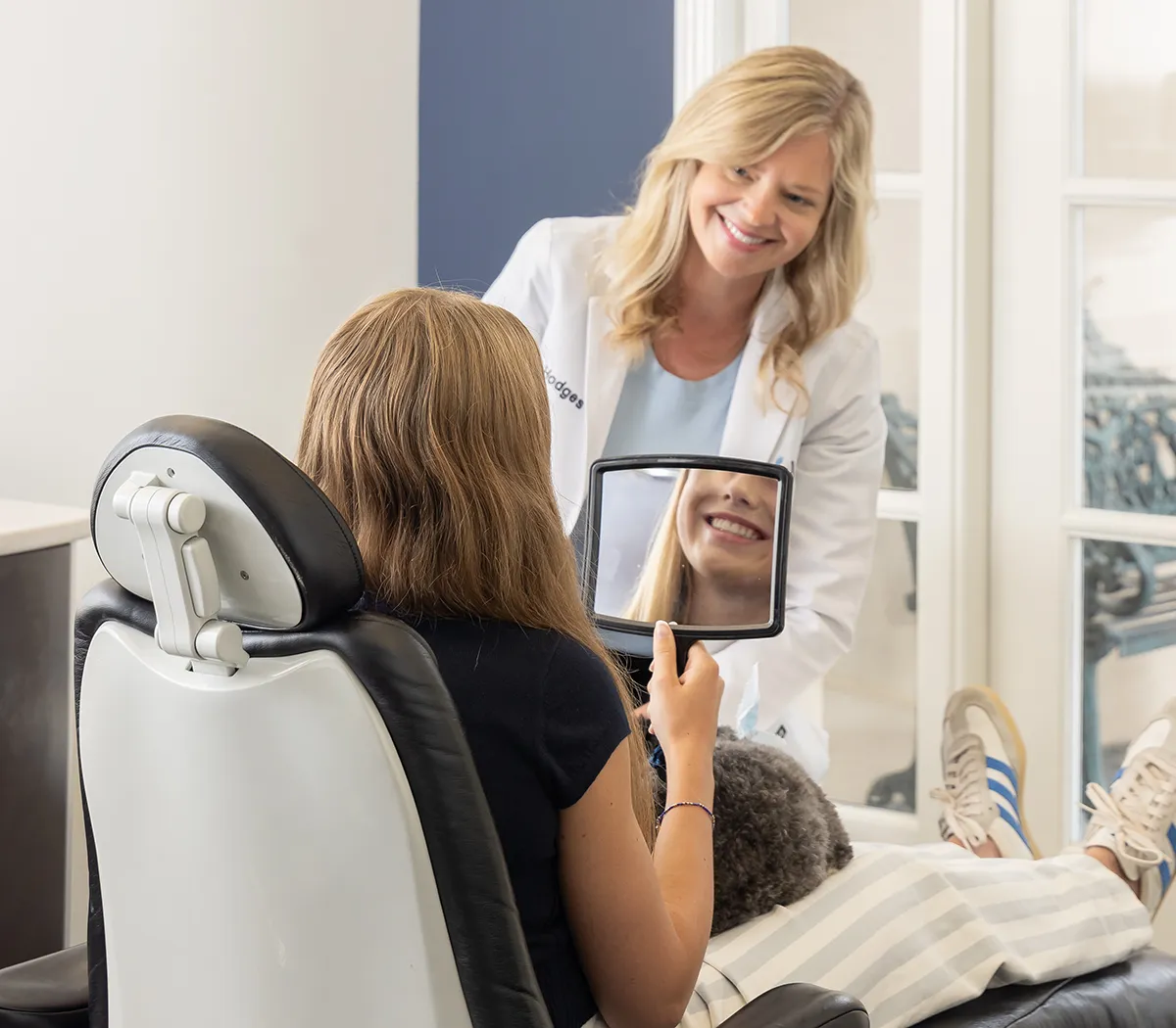 Tulsa Cosmetic Dentist Dr. Hodges Smiling With Dental Veneers Patient