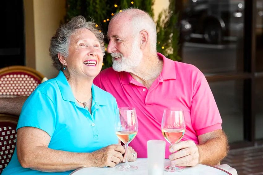 couple enjoying a glass of wine