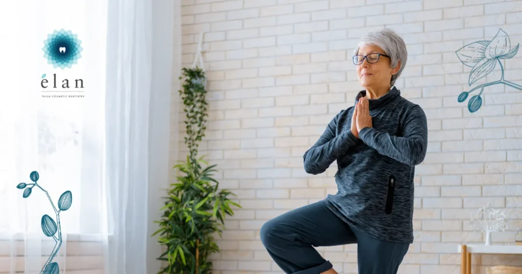 Older Woman Doing Yoga In House